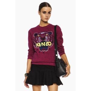 Kenzo Paris Jungle Women’s Size M Tiger Embroidered Sweatshirt Jumper Magenta